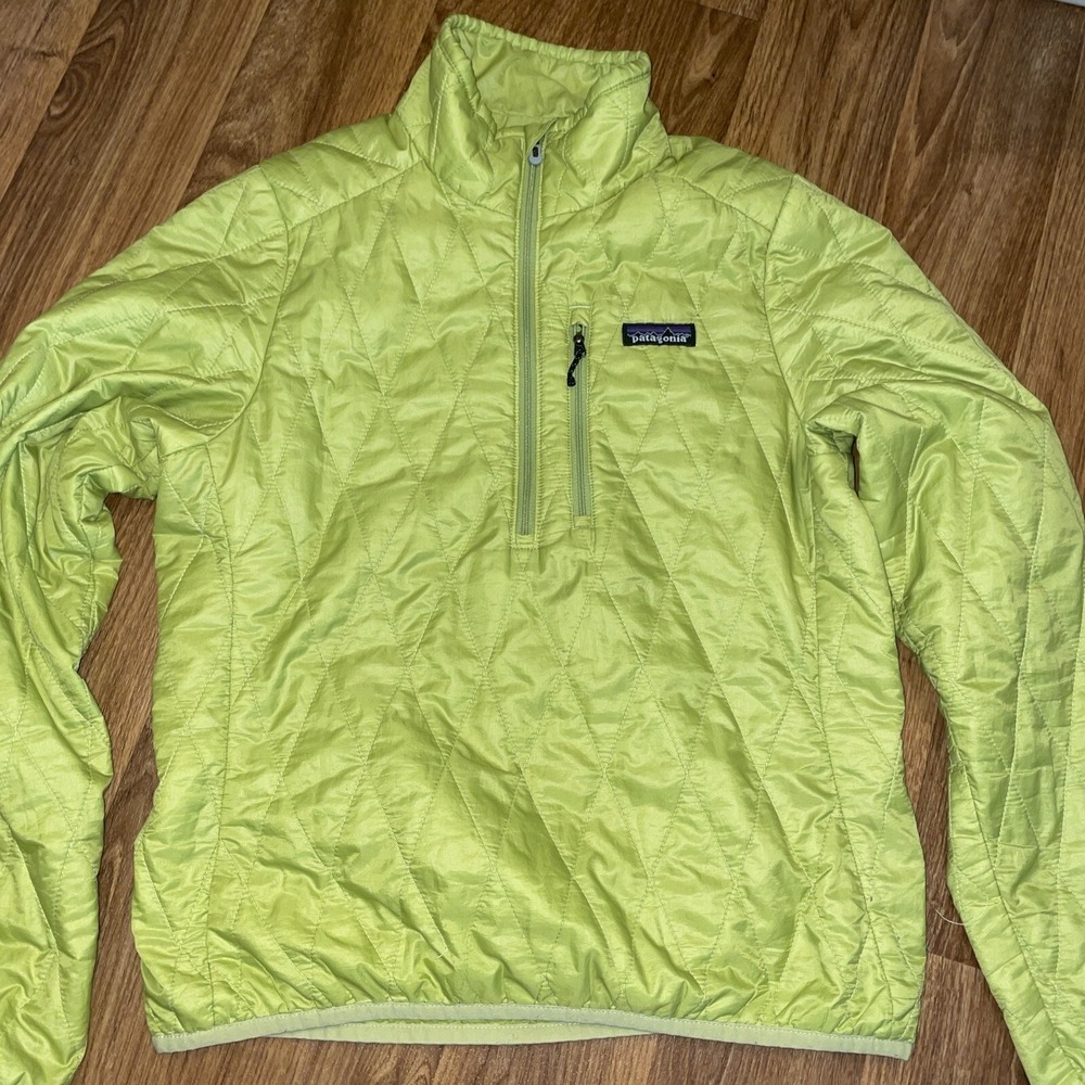 Patagonia Quilted Lightweight Puffer Jacket Womens‎ S Lime Green 1/2 Zip Outdoor
